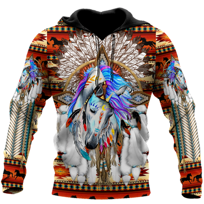 Horse Dreamcatcher Native American Blue Hoodie 3D All Over Printed Shirts DA140920203-LAM