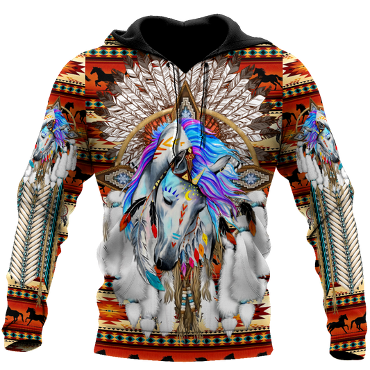 Horse Dreamcatcher Native American Blue Hoodie 3D All Over Printed Shirts DA140920203-LAM