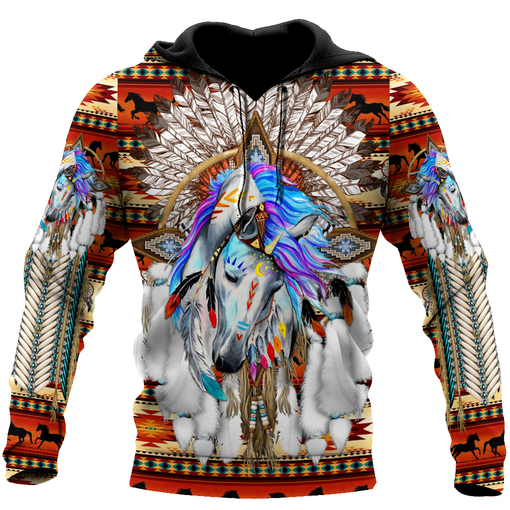 Horse Dreamcatcher Native American Blue Hoodie 3D All Over Printed Shirts DA140920203-LAM