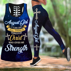 August Girl I Can Do All Things Through Christ Who Give Me Strength Combo Tank Top + Legging DQB08122005