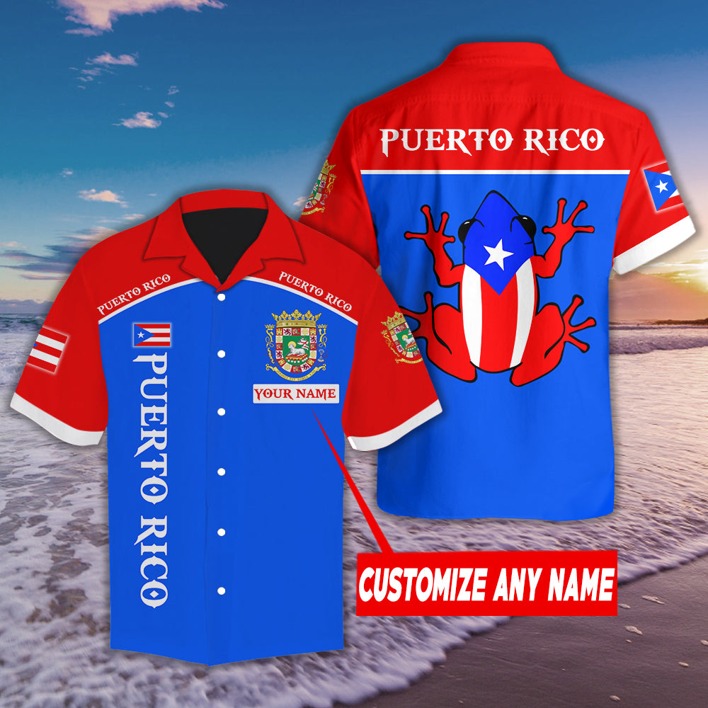 Puerto Rico Caribbean Coqui Customize Name Hawaii Shirts HHT1407201-TQH-Apparel-TQH-Hawaiian shirt-S-Vibe Cosy™