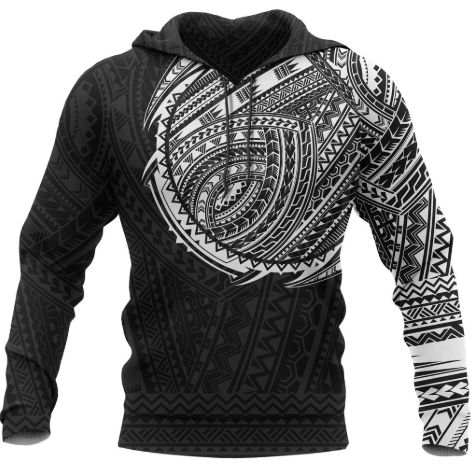 Maori Style Tattoo Pullover Hoodie - White A7-Apparel-Khanh Arts-Hoodie-S-Vibe Cosy™