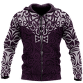 New zealand hoodie manta maori ta moko purple 3d all over printed shirt and short for man and women-Apparel-PL8386-Zipped Hoodie-S-Vibe Cosy™