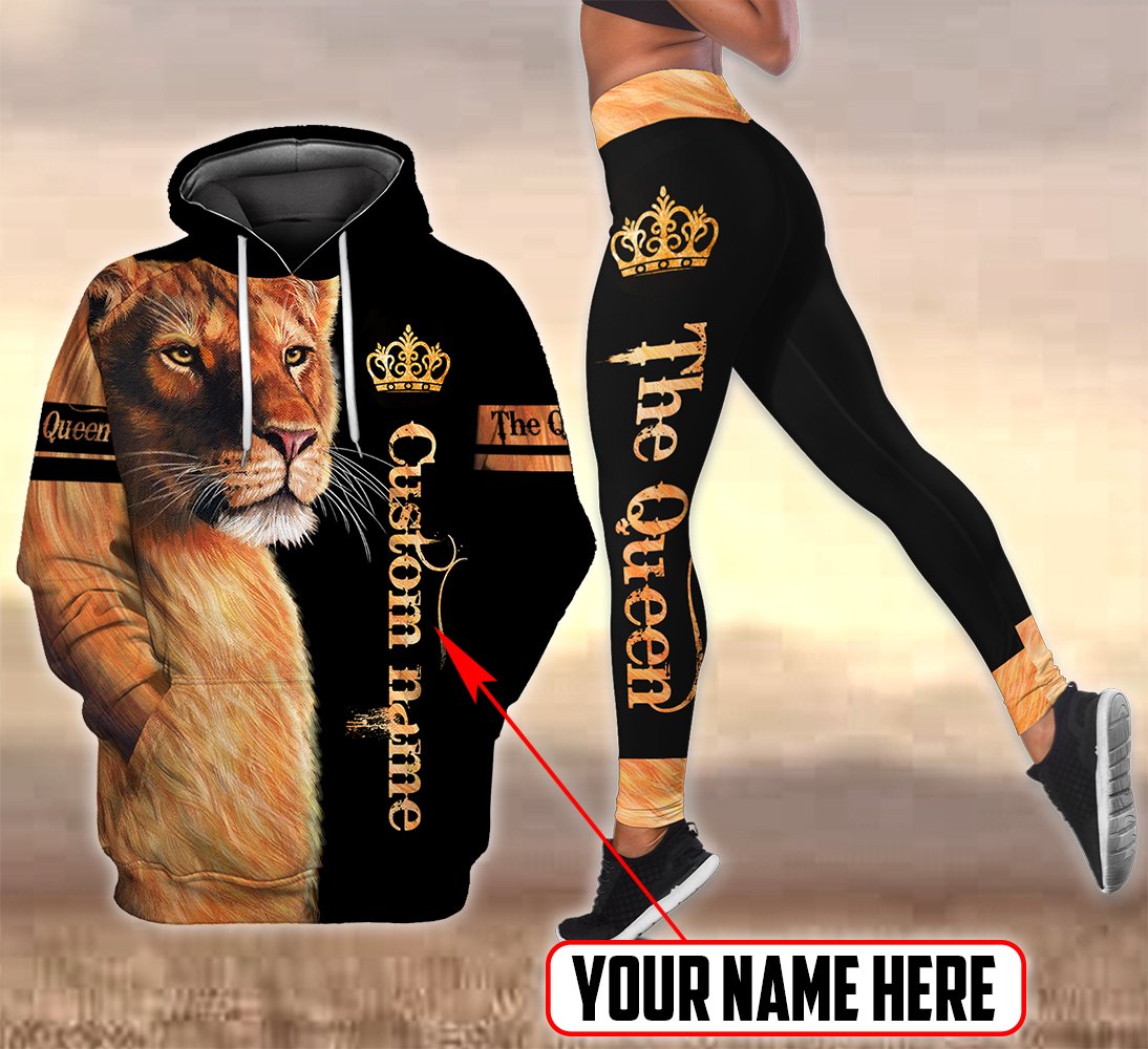 Customize Name Queen Lion Combo Hoodie + Legging