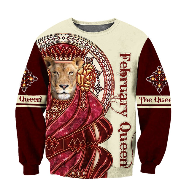 February Lion Queen Poker 3D All Over Printed Shirt for Women