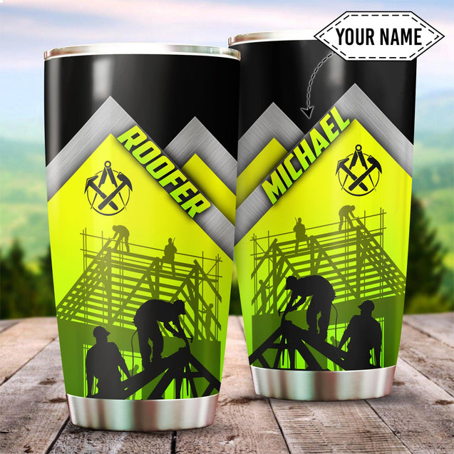 Premium Custom Name - The Best Roofer Green Stainless Steel Tumbler