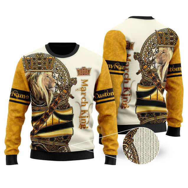 Custom Name March King Lion 3D All Over Printed Unisex Shirts