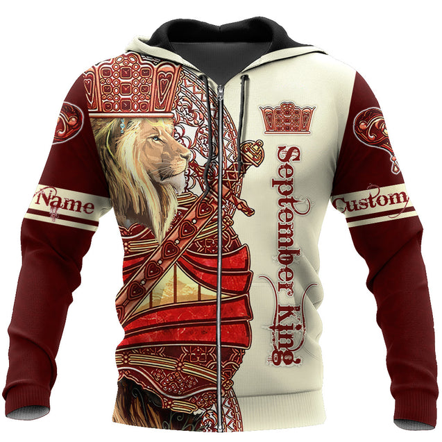 Custom Name September King Lion 3D All Over Printed Unisex Shirts