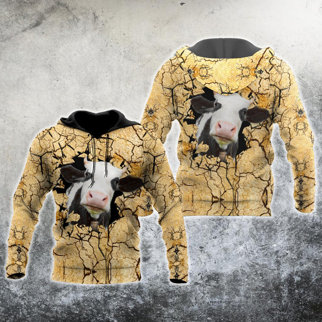 Dairy Cattle Cracks 3D Hoodie Shirt For Men And Women