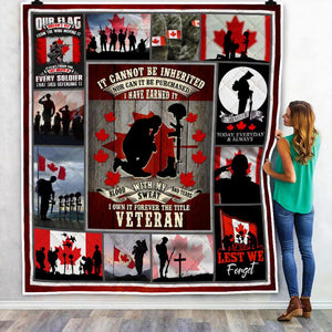 Canadian Veteran - Remembrance Day Soft and Warm Blanket XT 15032103.CXT