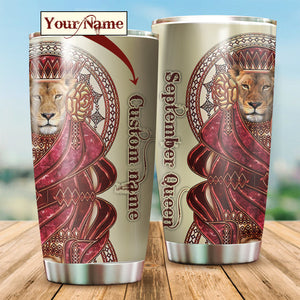 September Queen Lion Custom Name Tumbler