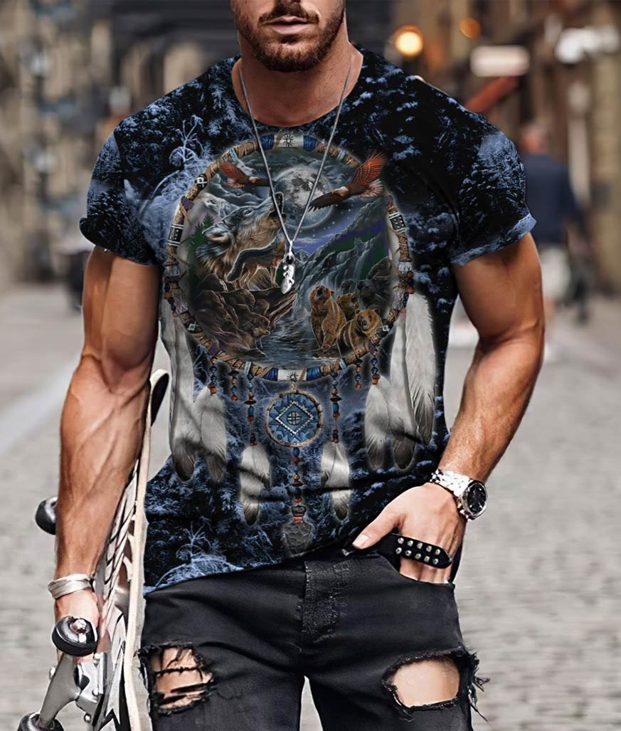 Wolf Native American 3D All Over Printed Unisex Shirts No 01