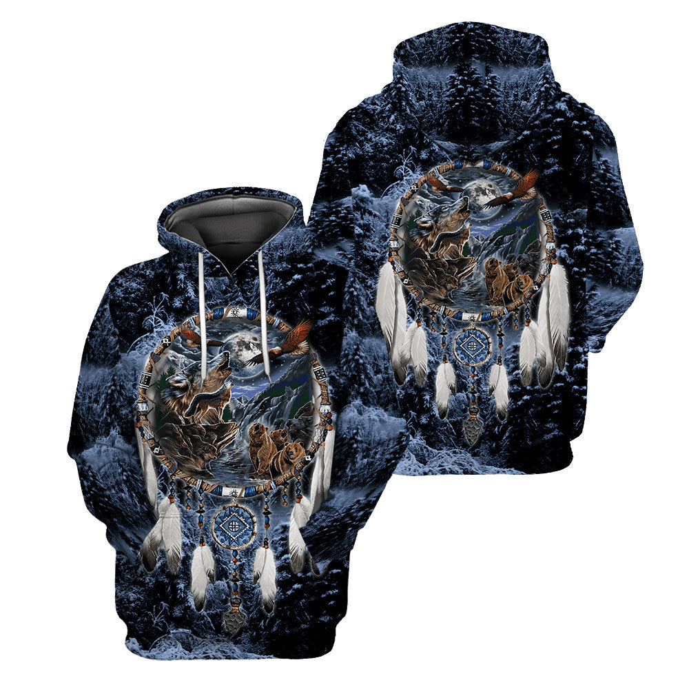 Wolf Native American 3D All Over Printed Unisex Shirts No 01