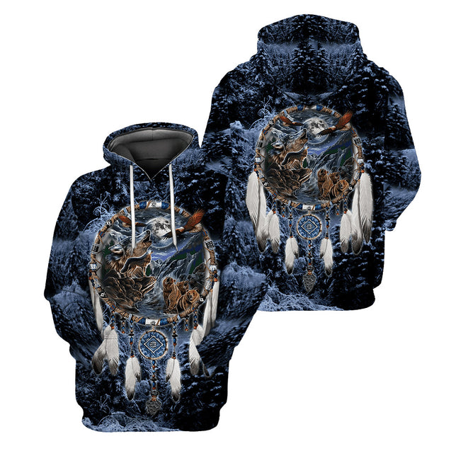 Wolf Native American 3D All Over Printed Unisex Shirts No 01