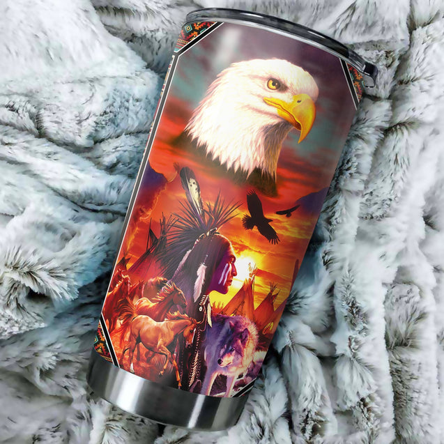 Customize Name Eagle Native American Steel Tumbler