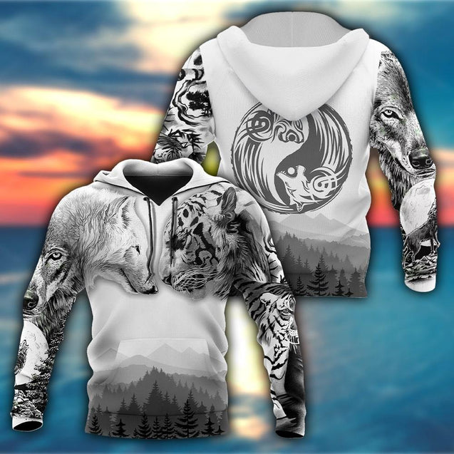 Wolf and tiger 3d hoodie shirt for men and women AM102034