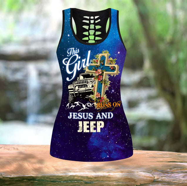 This Girl Runs On Jesus And Jeep Combo Tank Top + Legging DQB09052001