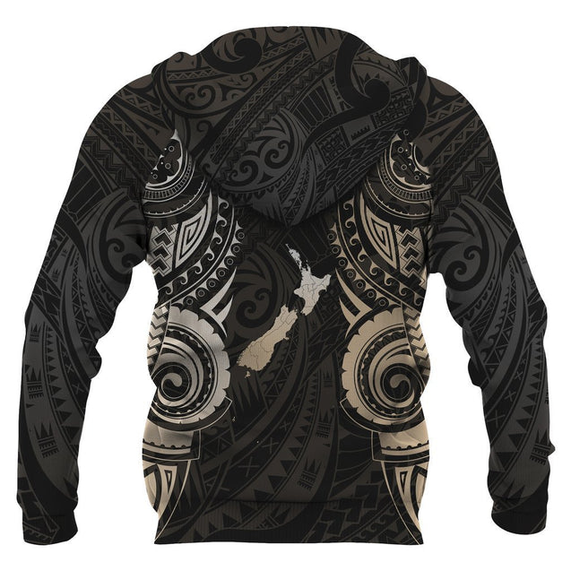 Maori Tattoo with Map New Zealand All Over Hoodie NVD-Apparel-Dung Van-Hoodie-S-Vibe Cosy™