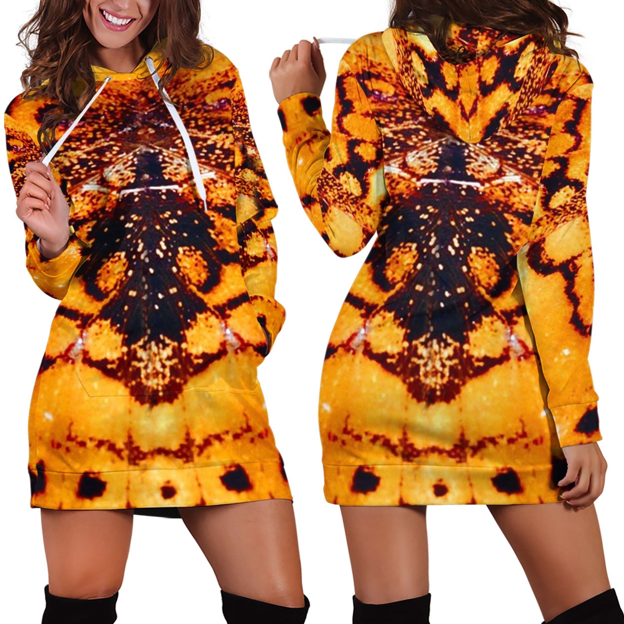 3D All Over Butterfly Hoodie Dress Blanket-Apparel-Khanh Arts-Hoodie Dress-S-Vibe Cosy™