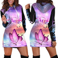3D All Over Butterflies Art Pink Hoodie Dress Blanket-Apparel-TA-Hoodie Dress-S-Vibe Cosy™
