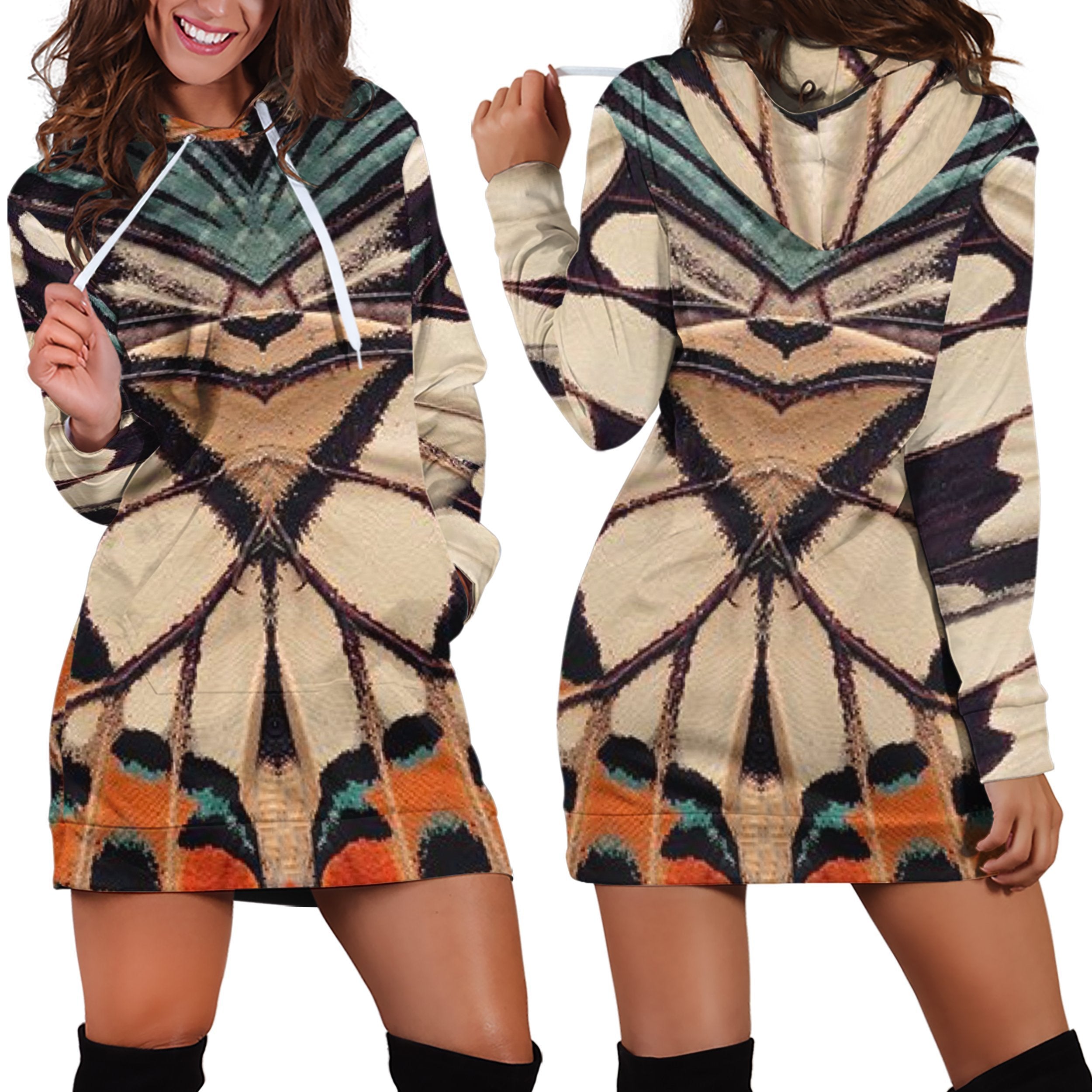 3D All Over Butterflies Hoodie Dress Leggings Blanket NNK-Apparel-NNK-Hoodie Dress-S-Vibe Cosy™