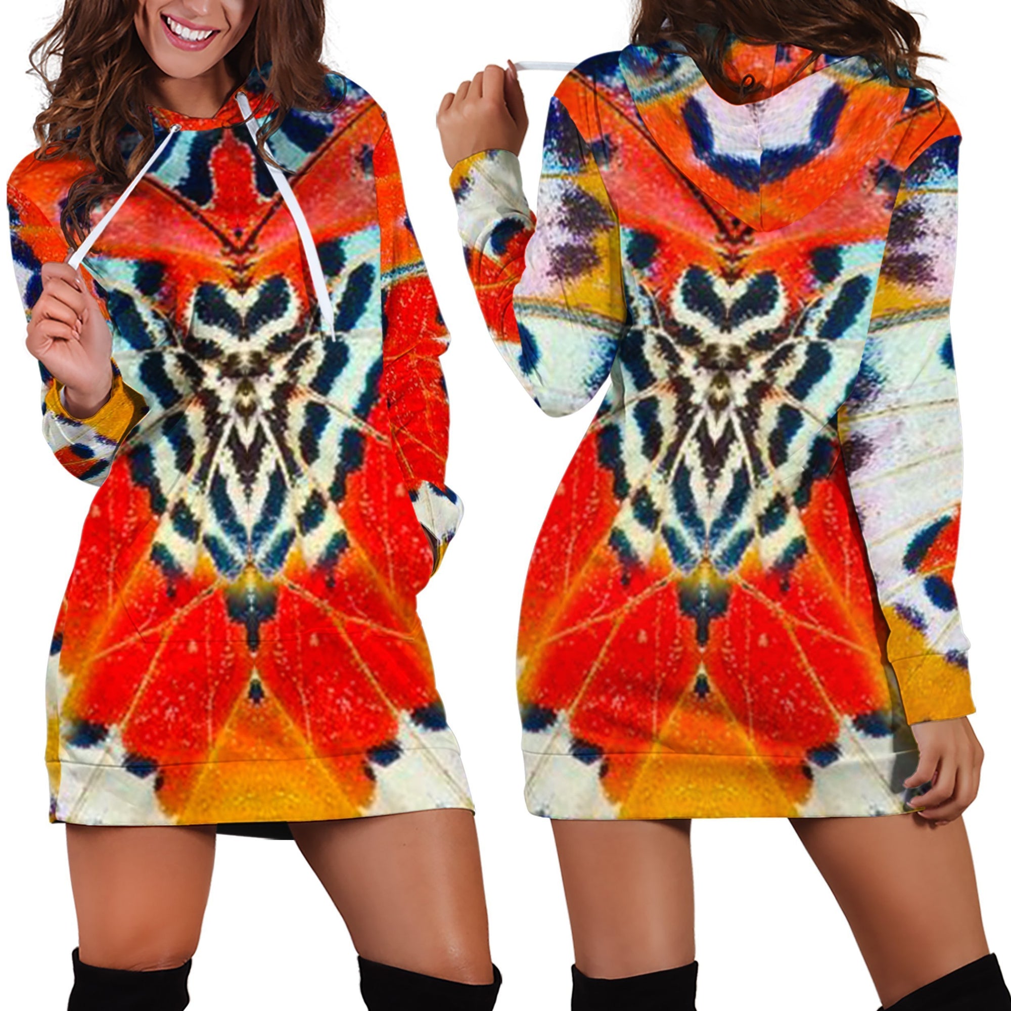 3D All Over Butterfly Hoodie Dress Leggings Blanket-Apparel-Khanh Arts-Hoodie Dress-S-Vibe Cosy™