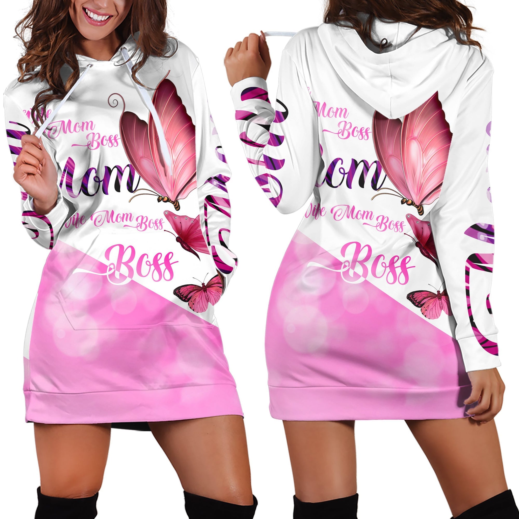 3D All Over Love Mom Butterflies Hoodie Dress Blanket-Apparel-TA-Hoodie Dress-S-Vibe Cosy™