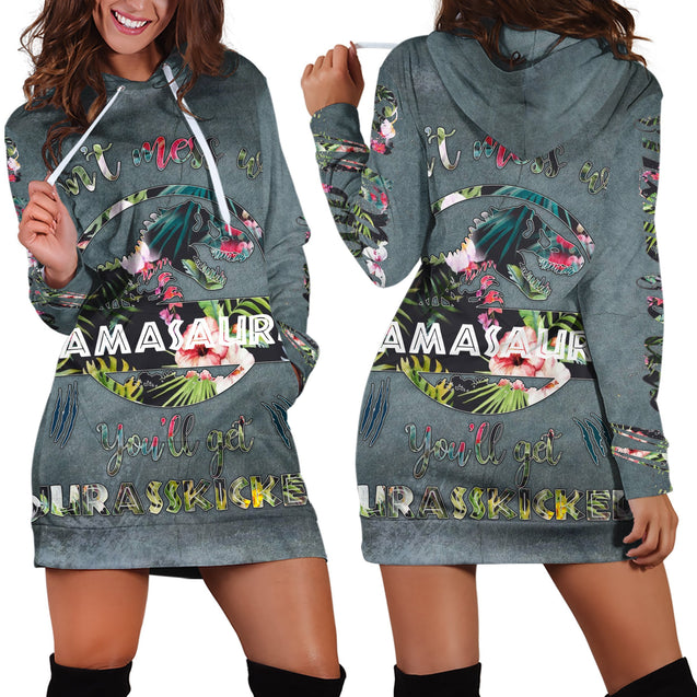 3D All Over Loved Mamasaurus Hoodies Dress Leggings Blanket-Apparel-Khanh Arts-Hoodie Dress-S-Vibe Cosy™