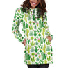 All Over Printing Green Cacti And Flower Hoodie Dress-Apparel-Phaethon-Hoodie Dress-S-Vibe Cosy™