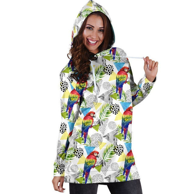 All Over Printing Beautiful Scarlet Macaw Hoodie Dress-Apparel-Phaethon-Hoodie Dress-S-Vibe Cosy™