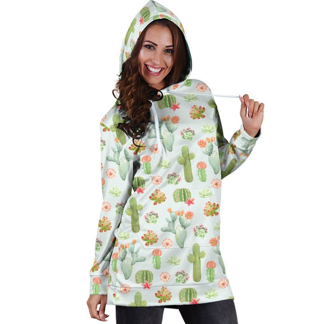 All Over Printing Cactus Hoodie Dress-Apparel-Phaethon-Hoodie Dress-S-Vibe Cosy™