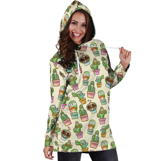 All Over Printing Cactus Funny Hoodie Dress-Apparel-Phaethon-Hoodie Dress-S-Vibe Cosy™