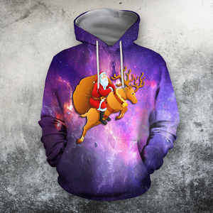 All Over Print Santa Ride Deer-Apparel-HbArts-Hoodie-S-Vibe Cosy™