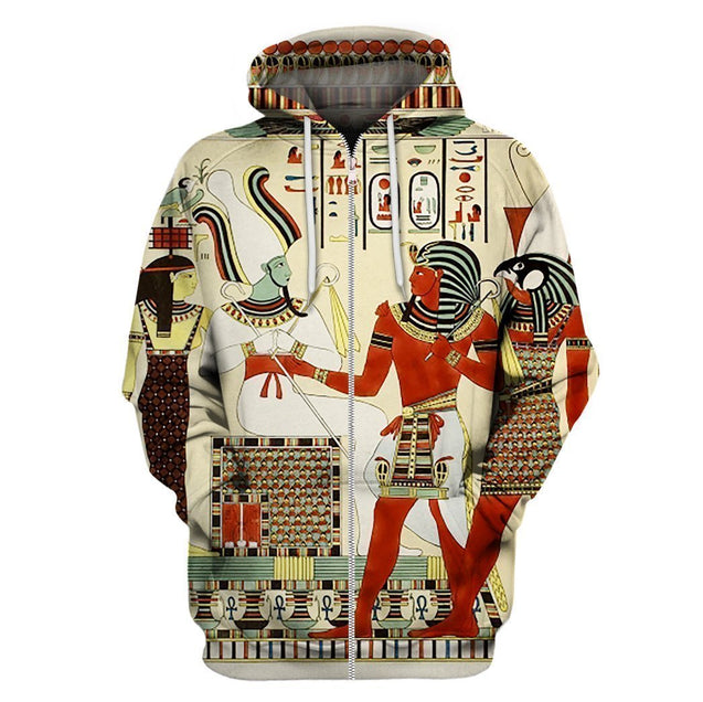 All Over Printed Ancient Egypt Shirts-Apparel-HbArts-Zipped Hoodie-S-Vibe Cosy™