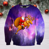 All Over Print Santa Ride Deer-Apparel-HbArts-Sweatshirt-S-Vibe Cosy™