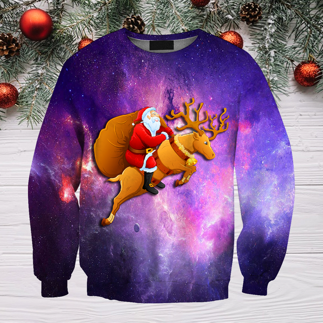 All Over Print Santa Ride Deer TT-Apparel-TT-Sweatshirt-S-Vibe Cosy™