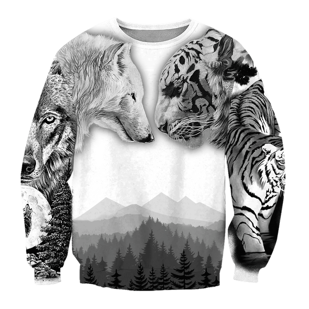 Wolf and tiger 3d hoodie shirt for men and women AM102034