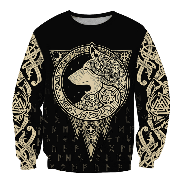 All Over Printed Viking Wolf Hoodie AM092055-MEI