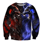 Red and blue wolf 3D hoodie shirt for men and women AM102013S