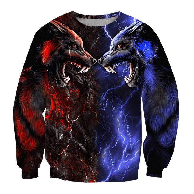 Red and blue wolf 3D hoodie shirt for men and women AM102013S