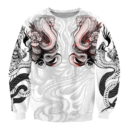 King Cobra Tattoo 3D All Over Printed Shirt for Men and Women