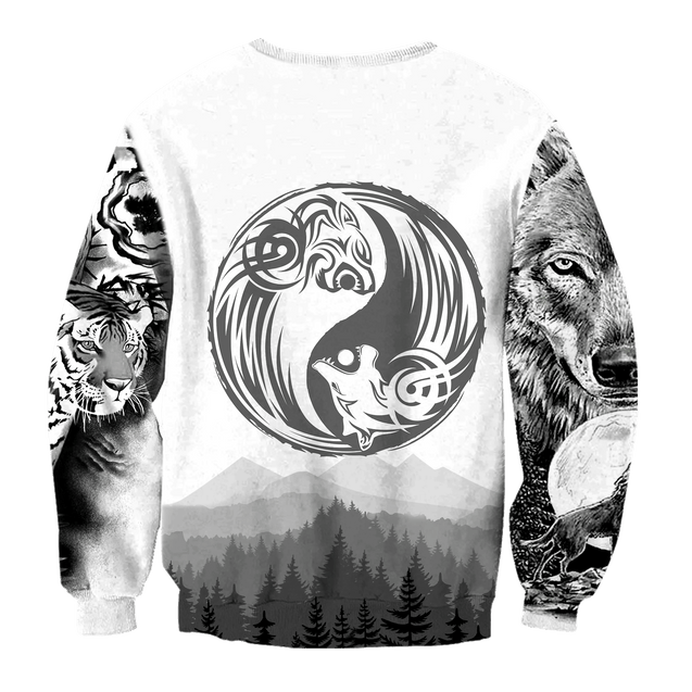 Wolf and tiger 3d hoodie shirt for men and women AM102034