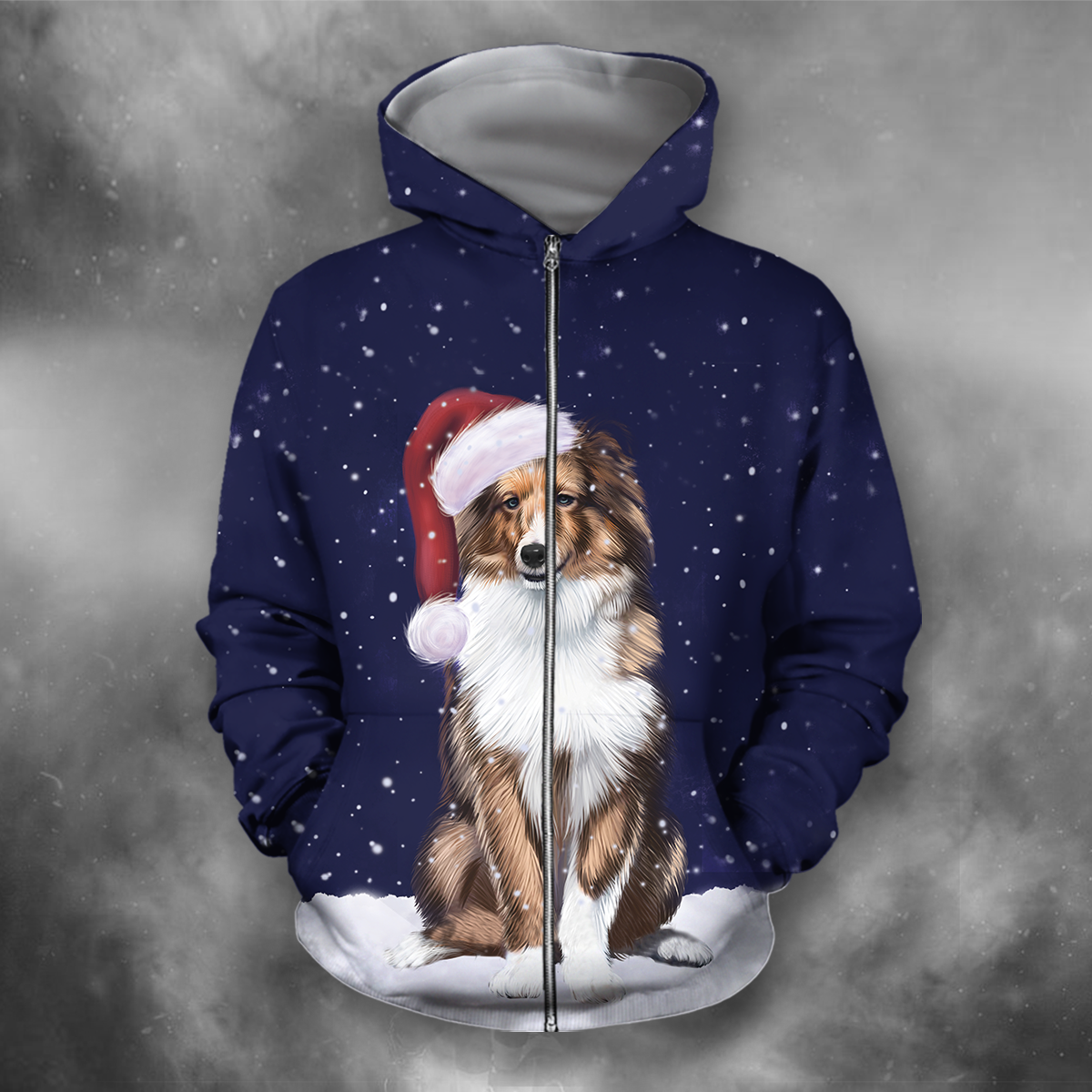 3D All Over Print Dog Christmas 1-Apparel-HbArts-Zipped Hoodie-S-Vibe Cosy™