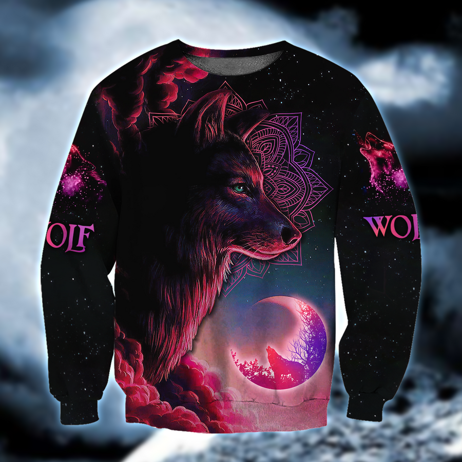 Purple Wolf 3D All Over Printed Hoodiedress Shirt by SUN AM290501-Apparel-SUN-Hoodie Dress-S-Vibe Cosy™