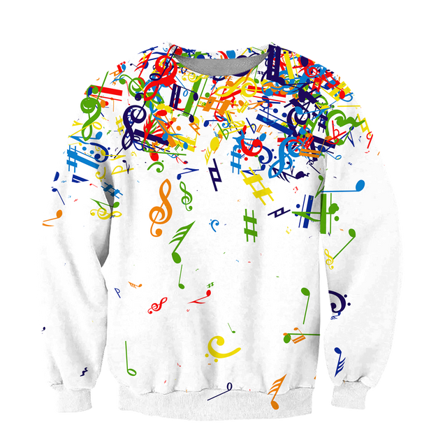 Colorful Music Notes White Version 3D All Over Printes-Apparel-HP Arts-Sweatshirt-S-Vibe Cosy™