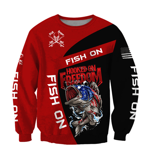 Hooked on Freedom Fish on Fishing 3D printed shirts for men and women