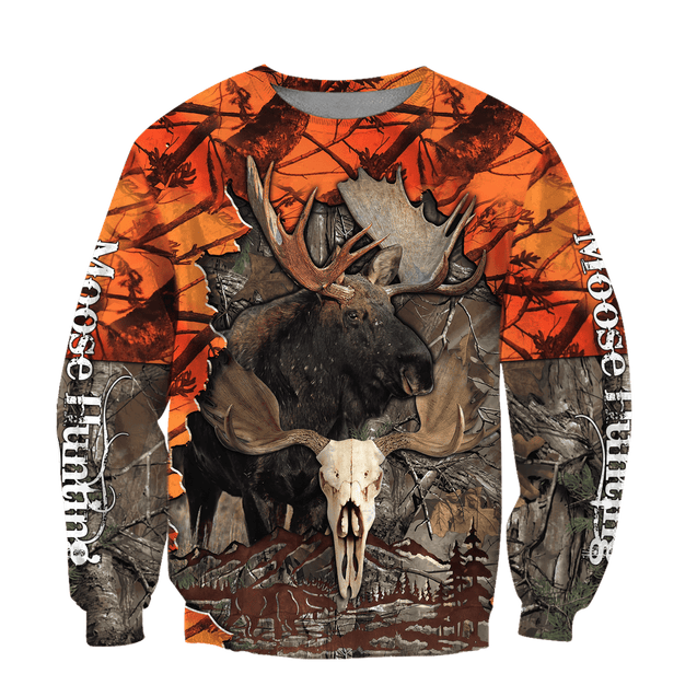 Hunting Moose Orange Camo 3D All Over Print Hoodie AM092025