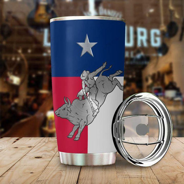 Personalized Name Bull Riding Stainless Steel Tumbler Texas