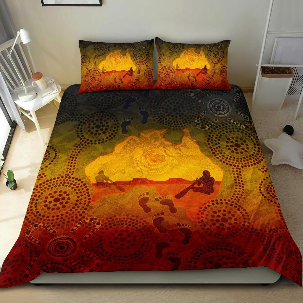 Aboriginal Art map Didgeridoo 3D design print Bedding set