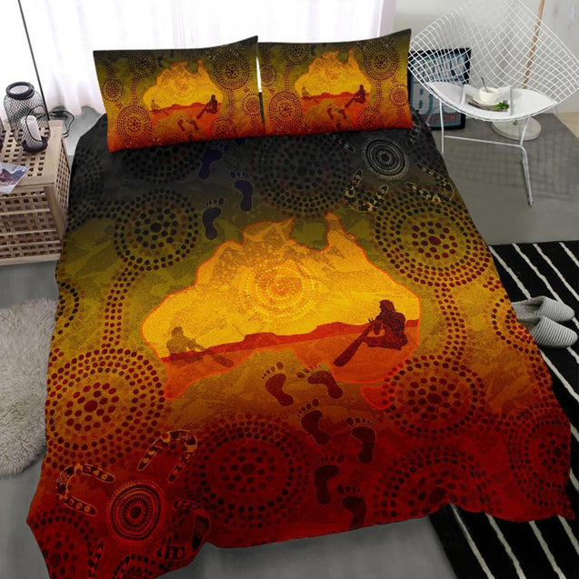 Aboriginal Art map Didgeridoo 3D design print Bedding set